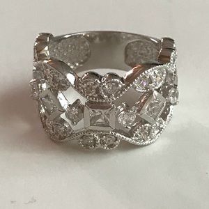 Silver rhodium with cubic zirconia ring